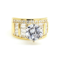 Load image into Gallery viewer, 14k yellow Gold woman's engagement ring with round cut cubic zirconia size 7
