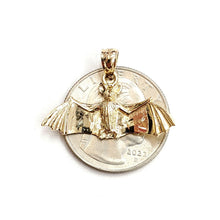 Load image into Gallery viewer, 14k yellow gold 3D bat open wings pendant charm gift fine jewelry polished 2.5g