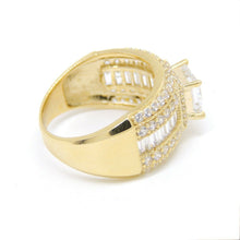 Load image into Gallery viewer, 14k yellow Gold woman wide engagement ring princess cut cubic zirconia size 7