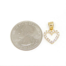 Load image into Gallery viewer, New 14k yellow Gold heart Pendant charm zirconia gift fine jewelry for her 1.2g
