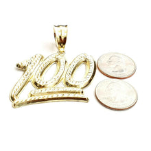 Load image into Gallery viewer, 10K Solid Yellow Gold Diamond Cut One Hundred 100 Charm Pendant jewelry 12.3g