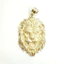 Load image into Gallery viewer, 14k yellow solid Gold lion leo head face zodiac Pendant charm fine jewelry 8.8g
