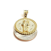 Load image into Gallery viewer, 10k yellow gold round saint Jude juda pendant charm religious jewelry 0.97" 4g