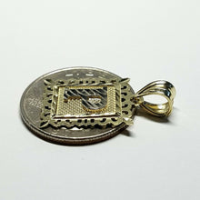 Load image into Gallery viewer, 10k two tone gold initial P pendant alphabet charm diamond cut fine jewelry 1.9g