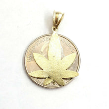 Load image into Gallery viewer, New 10k yellow gold marijuana leaf weed pendant diamond cut medical jewelry 1.6g