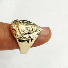 Load image into Gallery viewer, New 10k yellow gold lion head zodiac Leo men's Ring diamond cut jewelry Size 9.5
