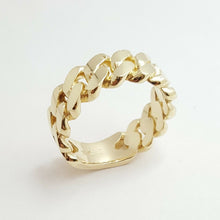 Load image into Gallery viewer, 14K solid Yellow Gold Cuban link Ring Band fine gift jewelry 9.3g 7.6MM size 9.5