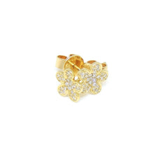 Load image into Gallery viewer, 14k yellow Gold 0.16Ct Round Diamond flower stud Earrings Push Back Fastening