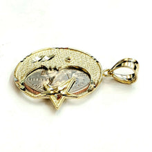Load image into Gallery viewer, 10k yellow gold moon and star pendant charm diamond cut astronomy jewelry 2.6g