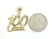 Load image into Gallery viewer, New 10K Solid Yellow Gold Diamond Cut One Hundred 100 Charm Pendant jewelry 3g