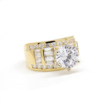 Load image into Gallery viewer, 14k yellow Gold woman's engagement ring with round cut cubic zirconia size 7