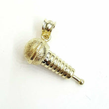 Load image into Gallery viewer, New 10k solid yellow Gold microphone Pendant singer music jewelry fine gift 3.3g