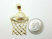 Load image into Gallery viewer, 10k yellow gold basketball net hoop pendant charm sport fine gift jewelry 4.6g