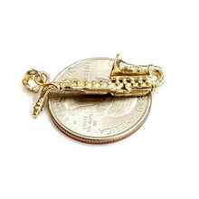 Load image into Gallery viewer, 14k yellow Gold 3D solid Saxophone Pendant charm gift instrument jewelry 3.6g
