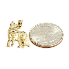 Load image into Gallery viewer, 14k yellow Gold howling wolf full body animal Pendant charm fine jewelry 2.3g