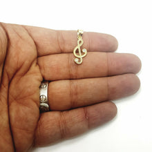 Load image into Gallery viewer, 10k solid yellow Gold music sign Pendant cubic zirconia fine jewelry 1.5g