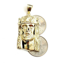 Load image into Gallery viewer, 10k yellow gold Jesus face crown head pendant charm fine religious jewelry 7.1g