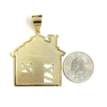 Load image into Gallery viewer, New 14k yellow gold trap house pendant charm diamond cut gift fine jewelry 11.8g