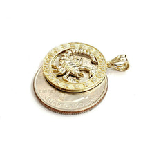 Load image into Gallery viewer, 14k yellow Gold scorpion zodiac sign round Pendant charm fine gift jewelry 2.8g