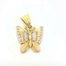Load image into Gallery viewer, New 14k tri color solid Gold butterfly full body Pendant charm gift jewelry 4.2g