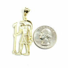Load image into Gallery viewer, 10k yellow Gold Egypt jackal god Anubis holding Ankh Pendant fine jewelry 3.2g