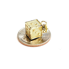 Load image into Gallery viewer, 10k yellow Gold 3D dice Pendant charm diamond cut gamble Vegas fine jewelry 2.3g