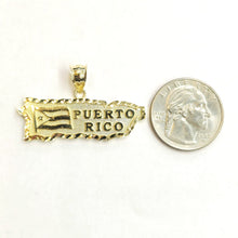 Load image into Gallery viewer, New 10k yellow gold Puerto Rico outline map pendant charm gift fine jewelry 4g