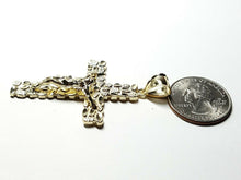 Load image into Gallery viewer, New 10k yellow gold nugget cross jesus pendant fine jewelry religious gift 6.9g