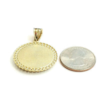 Load image into Gallery viewer, 10k yellow gold round praying hands pendant charm fine gift jewelry 1.18" 6g