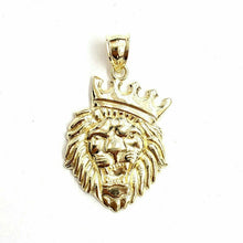 Load image into Gallery viewer, 10k yellow Gold lion head face crown Leo zodiac Pendant charm fine jewelry 2.5g