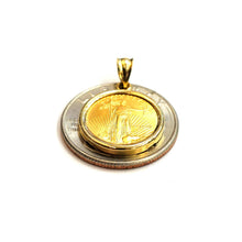 Load image into Gallery viewer, 14K Gold pendant With genuine 5 dollars 1/10 oz 22k American eagle coin 4.3g