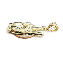Load image into Gallery viewer, New 10k yellow gold victory sign peace hand gesture pendant unisex polished 3.3g
