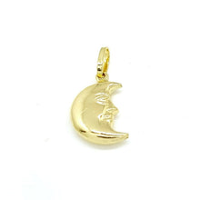 Load image into Gallery viewer, 14k yellow gold 3D hollow moon pendant charm astronomy fine gift jewelry 1.1g