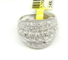 Load image into Gallery viewer, 0.90ct Genuine diamond 14k White Gold Women Ring wide band fine jewelry Size 7