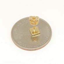 Load image into Gallery viewer, 14k yellow Gold 0.11Ct Round Diamond square stud Earrings Push Back Fastening