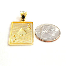 Load image into Gallery viewer, 10k yellow Gold Ace of spade Pendant playing card gambling fine jewelry 4.9g