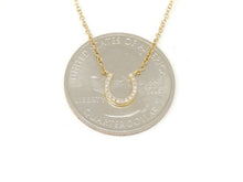 Load image into Gallery viewer, 14k yellow Gold 0.06Ct Diamond horseshoe necklace gift luck 18" adjustable chain