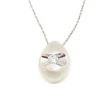 Load image into Gallery viewer, 14k White Gold 0.10Ct Round Diamonds 3D necklace gift jewelry for her 18" chain