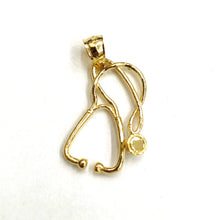 Load image into Gallery viewer, 14K Yellow Gold 3D medical stethoscope doctor nurse Pendant Fine Jewelry 2.2g