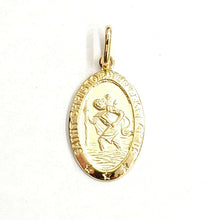 Load image into Gallery viewer, 14k yellow gold oval saint Christopher pendant charm fine religious jewelry 2.4g