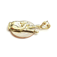 Load image into Gallery viewer, 10k yellow gold victory sign peace hand gesture pendant unisex shiny gift 2g