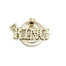 Load image into Gallery viewer, New 10k yellow Gold KING Crown word Pendant charm diamond cut fine jewelry 2.9g