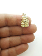 Load image into Gallery viewer, 10k yellow gold jesus face head pendant charm fine religious jewelry unisex 1.6g