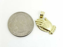 Load image into Gallery viewer, New 10k yellow gold praying hands pendant charm fine religious gift jewelry 2.3g