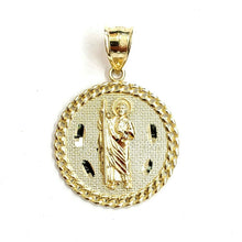 Load image into Gallery viewer, 10k yellow gold round saint Jude juda pendant charm religious jewelry 0.97" 4g