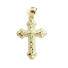 Load image into Gallery viewer, New 10k yellow gold nugget cross pendant charm fine jewelry religious gift 1.6g