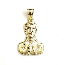 Load image into Gallery viewer, 10k yellow gold Jesus Malverde Narco saint Sinaloa pendant charm fine gift 2.4g