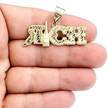 Load image into Gallery viewer, New 10k yellow Gold RICH word Pendant charm diamond cut fine jewelry 4.4g