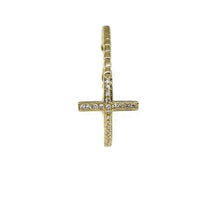 Load image into Gallery viewer, 14k yellow Gold 0.08ct diamond women cross ring jewelry gift for her 10mm Size 7