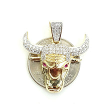Load image into Gallery viewer, 14k yellow Gold Taurus bull zodiac Pendant cubic zirconia fine gift jewelry 4.8g